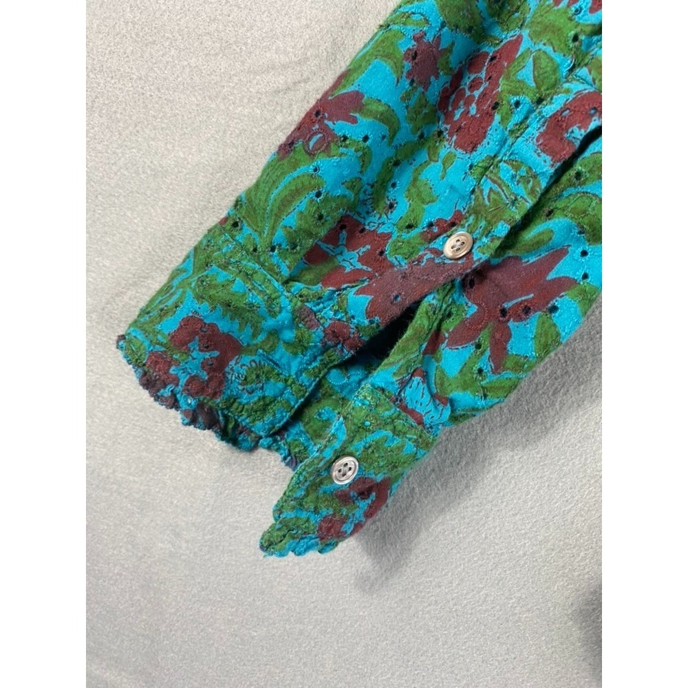 Sundance Shirt Sz M Floral Eyelet Boho Relaxed Pleated Western Boho Cowgirl - Picture 12 of 14
